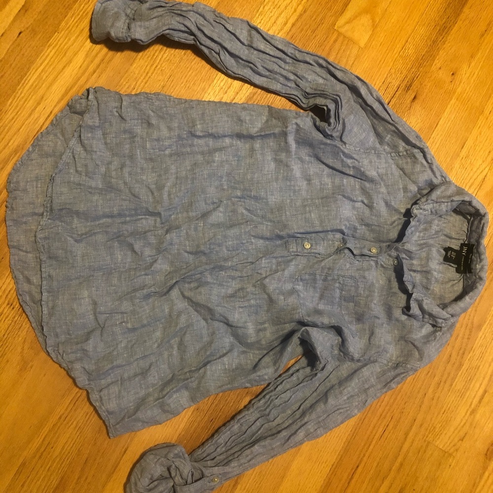 Jones New York 100% Linen Light Blue shirt